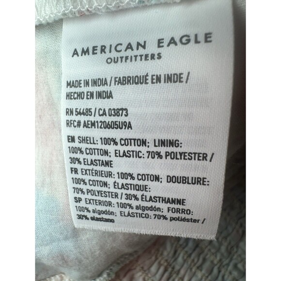 AMERICAN EAGLE Cropped Floral Cinch‎ Front Smocked Back Ruffle Halter XS NWT - Picture 6 of 10